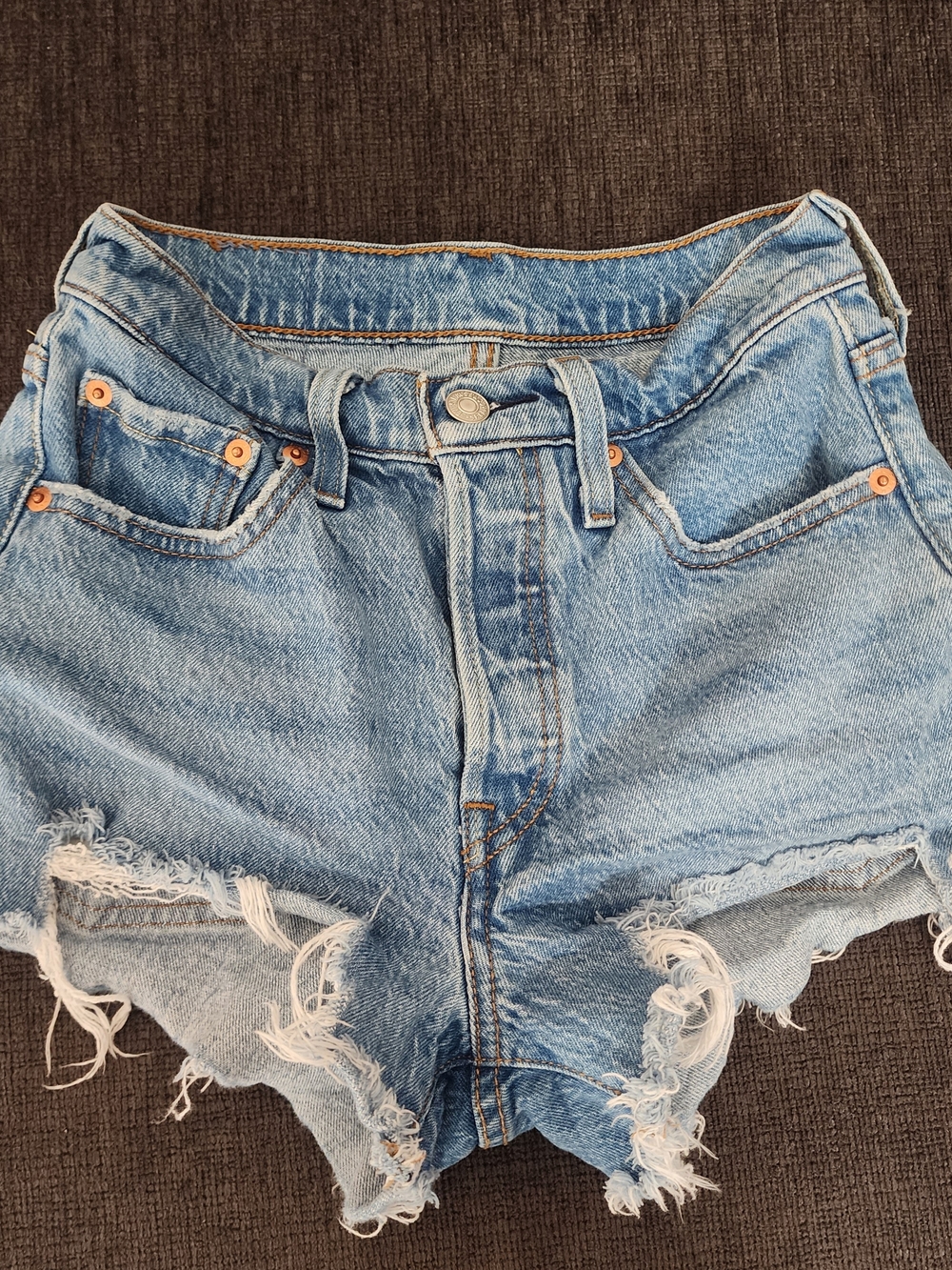 Levis 501 High Rise Distressed Cutoff Jean Demim Shorts, Womens Size 24